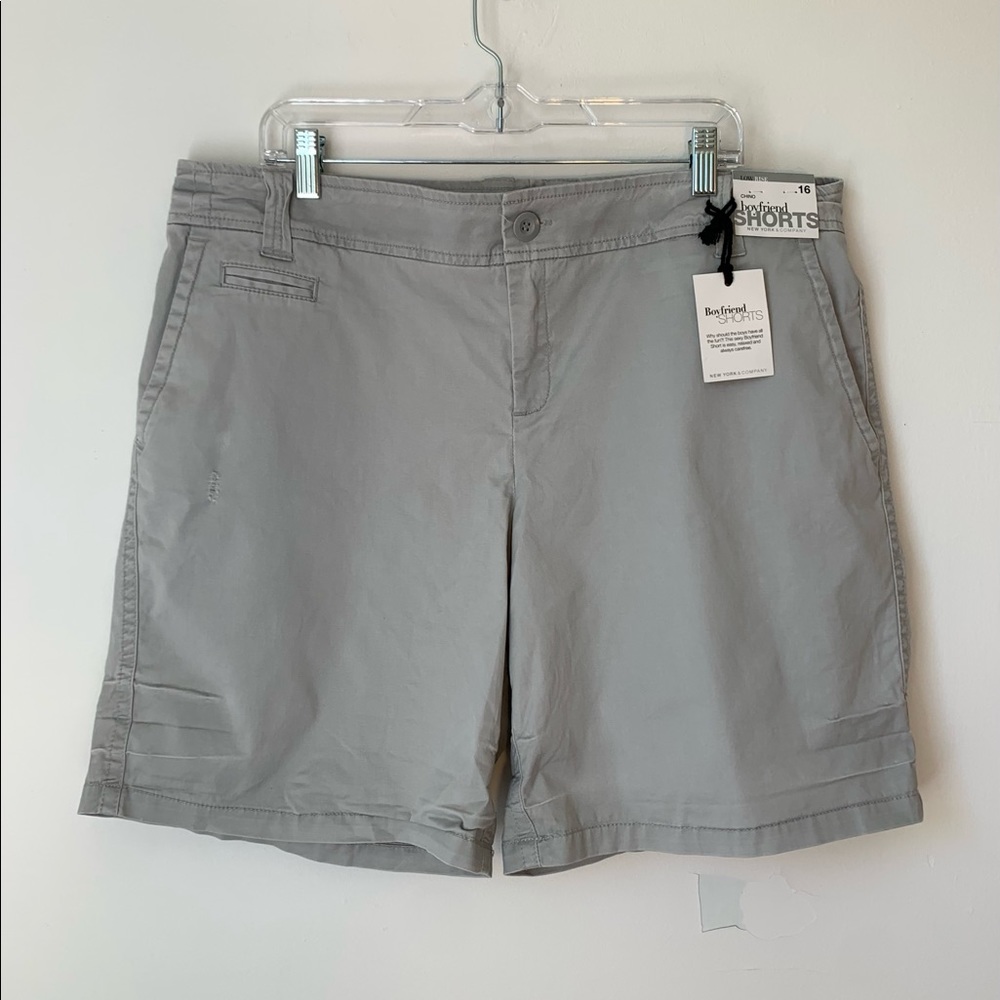 New York & Co Gray Chino Midi Shorts 16